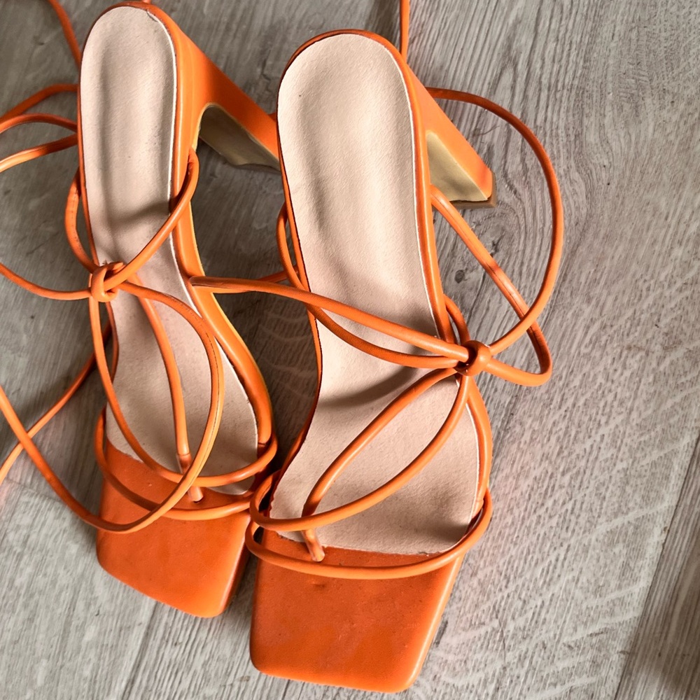 Elegant Orange Strappy Heels
